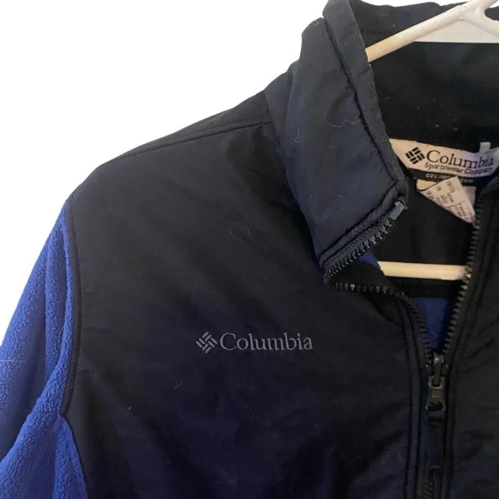 Columbia boys size 18/20 zip up fleece jacket blue color blocked